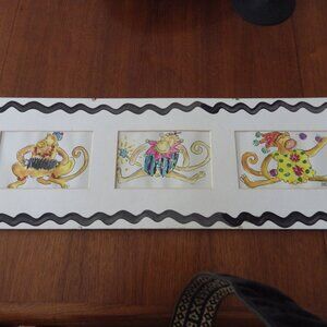 Art by Becca Child's Room Prints/3 Monkeys/Full  Color 8" X 24"